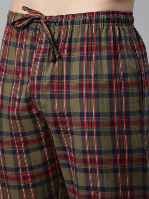 Olive Checked Pure Cotton Sleepsuit
